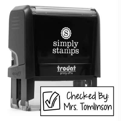 Checked By Custom Teacher Stamp - alternate view