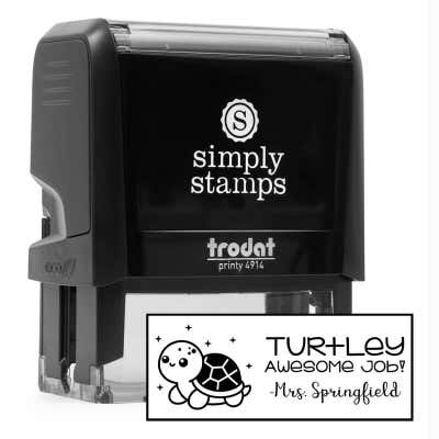 Turtley Awesome Job! Custom Teacher Stamp - alternate view