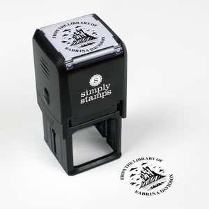 Library book stamp impression and self-inking stamp body with white background