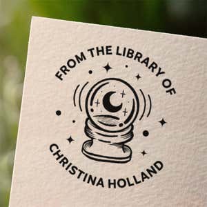 Personalized book stamp impression on white paper