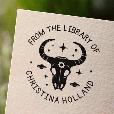 Deer Skull Custom Book Stamp - alternate view