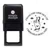 Front view of self-inking stamp body with library book stamp impression example