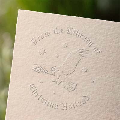 Star Raven custom book embosser impression on paper