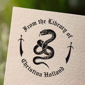 Personalized book stamp impression on white paper