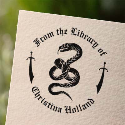 Snake Seal Custom Book Stamp - alternate view