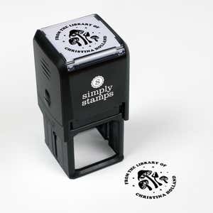 Library book stamp impression and self-inking stamp body with white background