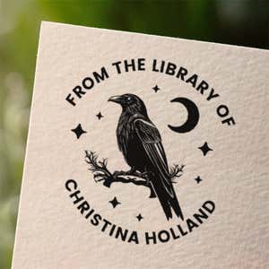 Personalized book stamp impression on white paper