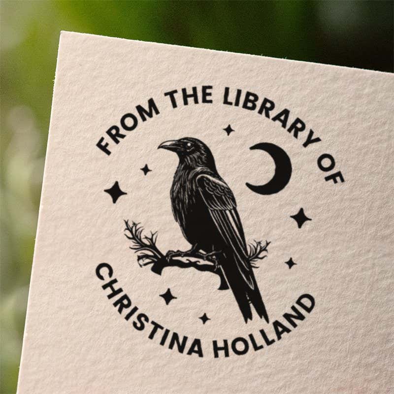 Personalized book stamp impression on white paper
