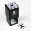 Library book stamp impression and self-inking stamp body with white background