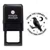 Front view of self-inking stamp body with library book stamp impression example