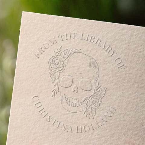Custom Book Embosser - Floral Skull