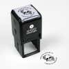 Library book stamp impression and self-inking stamp body with white background