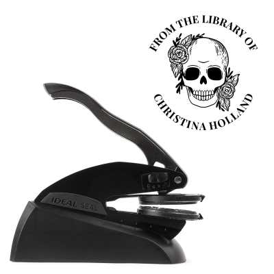 Custom Book Embosser - Floral Skull - alternate view