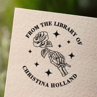 Rose Bones Custom Book Stamp - alternate view
