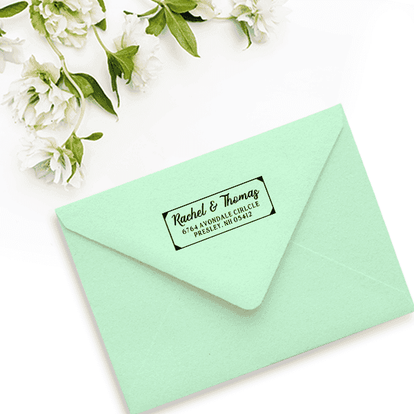 Angled Corners Wedding Address Stamp Envelope