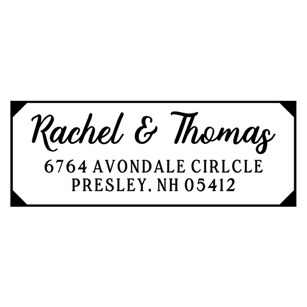 Angled Corners Wedding Address Stamp