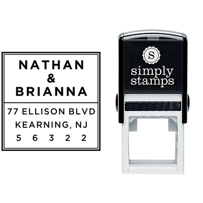Modern Couple Wedding Address Stamp - alternate view