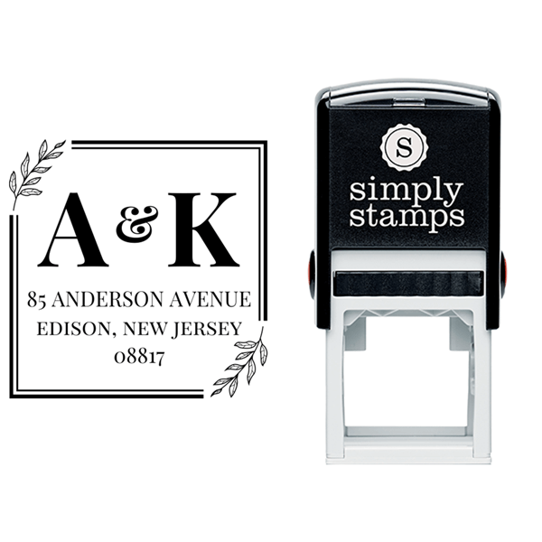Branch Outline Square Wedding Address Stamp Lifestyle