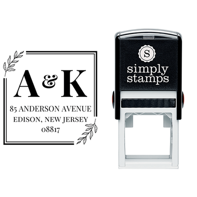 Branch Outline Square Wedding Address Stamp - alternate view