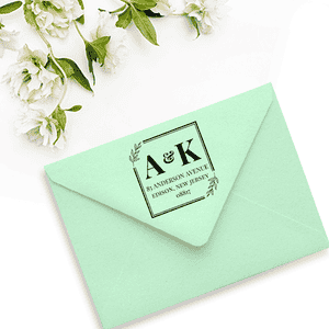 Branch Outline Square Wedding Address Stamp Envelope