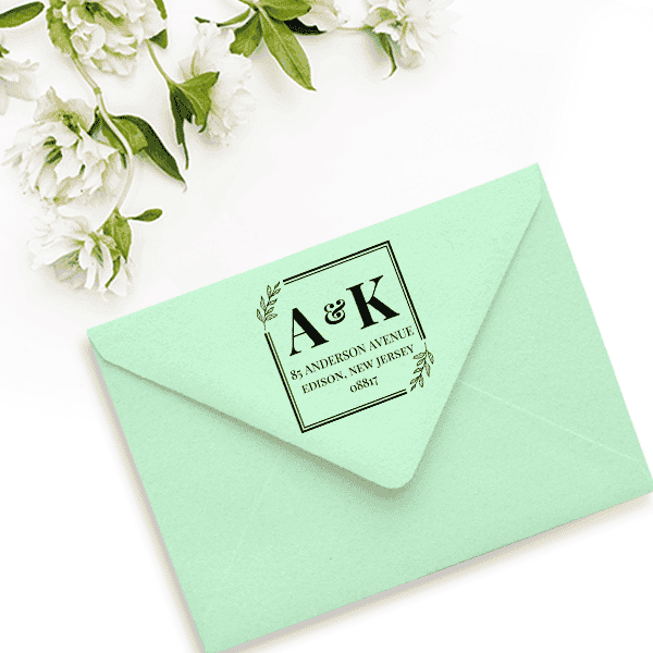 Branch Outline Square Wedding Address Stamp Envelope