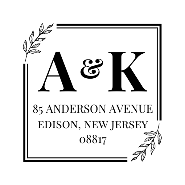 Branch Outline Square Wedding Address Stamp
