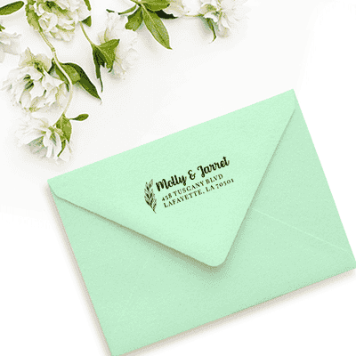 Botanical Leaf Wedding Address Stamp - alternate view