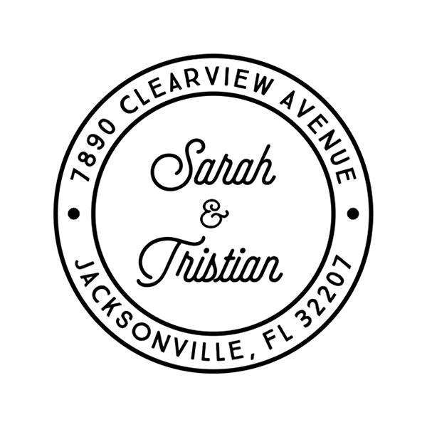 Creative Script Wedding Address Stamp