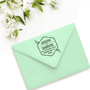 Trendy Hexagon Shape Wedding Address Stamp Envelope