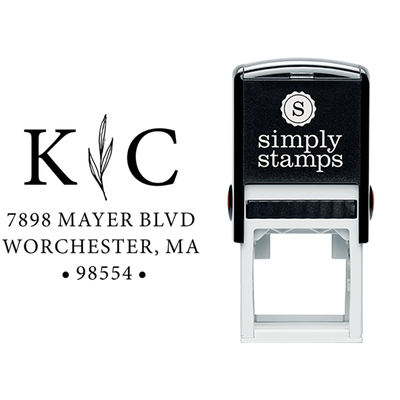 Couples Initial Wedding Address Stamp - alternate view