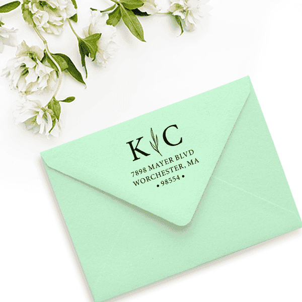 Couples Initial Wedding Address Stamp Envelope