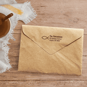 Religious Fish Outline Return Address Stamp Envelope