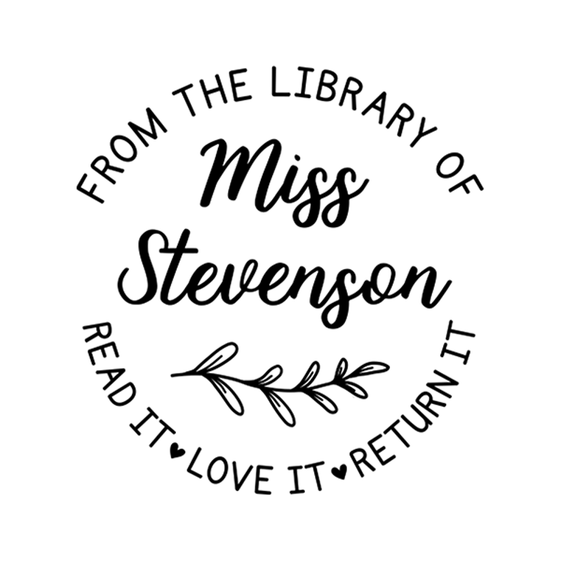 From the Library of Rounded Script Teacher Stamp in black