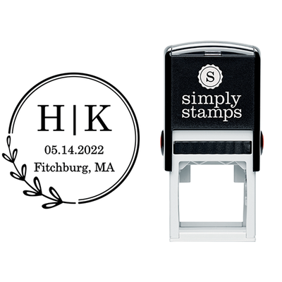 Save the Date Outline Initials Address Stamp - alternate view