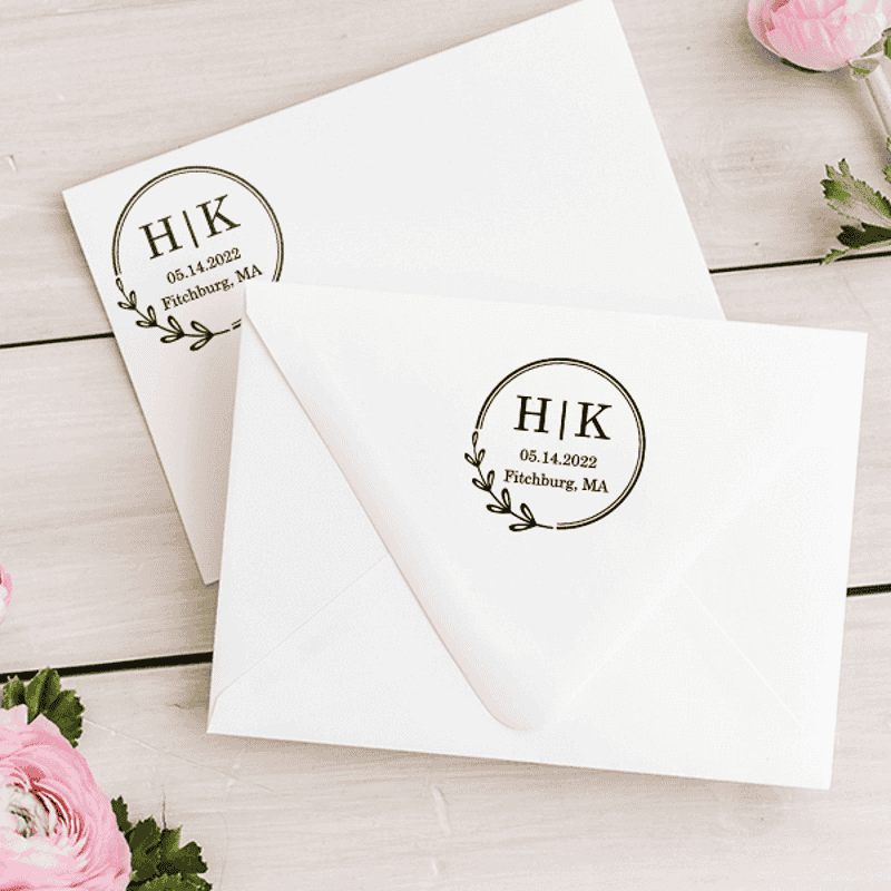 Save the Date Outline Initials Address Stamp Envelope