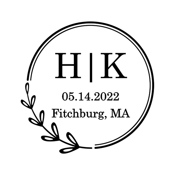 Save the Date Outline Initials Address Stamp