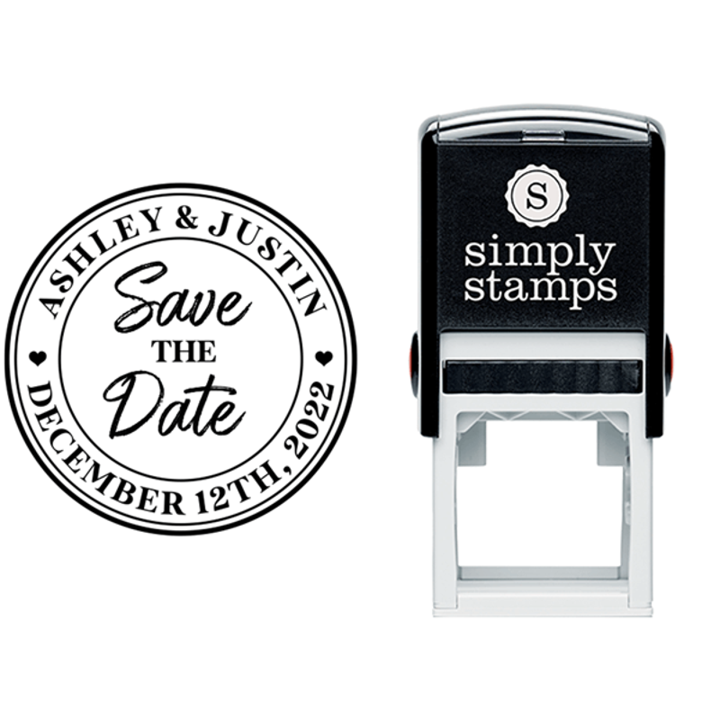 Save the Date Circle Outline Postcard Address Stamp Lifestyle