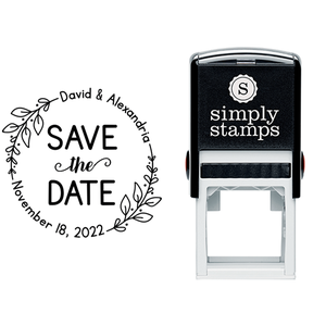 Save the Date Elegant Circle Address Stamp Lifestyle