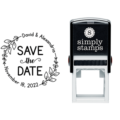 Save the Date Elegant Circle Address Stamp - alternate view
