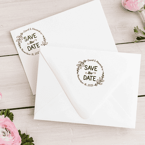 Save the Date Elegant Circle Address Stamp Envelope