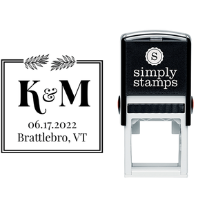 Save the Date Fern Initials Address Stamp Lifestyle