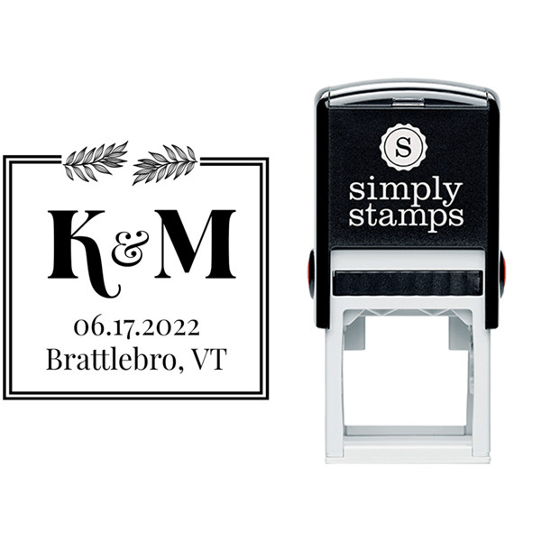 Save the Date Fern Initials Address Stamp Lifestyle