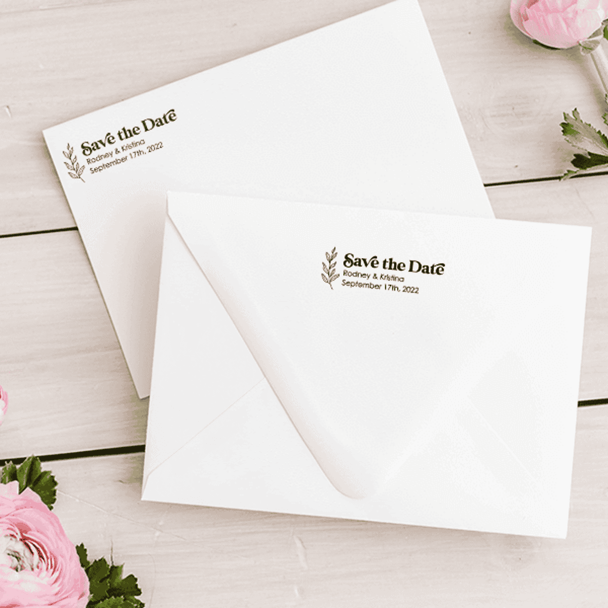 Save the Date Glamour Branch Address Stamp Envelope