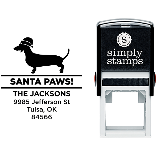 Santa Paws Dachshund Holiday Address Stamp