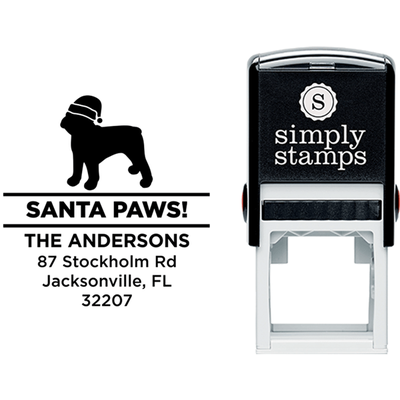 Santa Paws French Bull Dog Holiday Address Stamp - alternate view