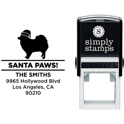 Santa Paws Pomeranian Holiday Address Stamp - alternate view