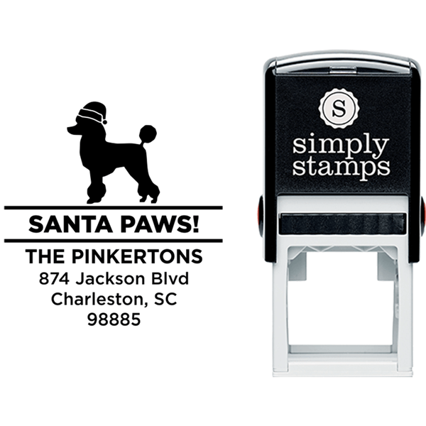 Santa Paws Poodle Holiday Address Stamp