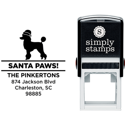Santa Paws Poodle Holiday Address Stamp - alternate view