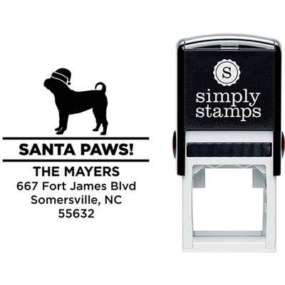 Santa Paws Pug Holiday Address Stamp - alternate view