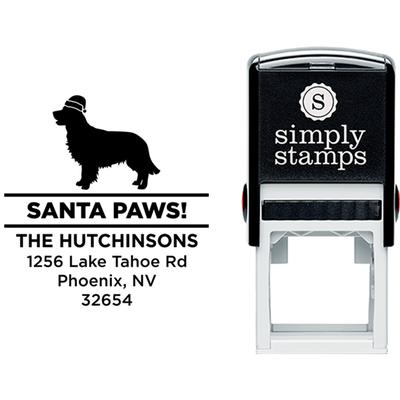 Santa Paws Retriever Holiday Address Stamp - alternate view